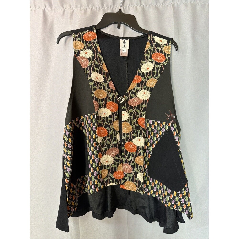 Pre-Owned Yasuko ML One Of A Kind Vintage Kimono Textile & Rayon Vest